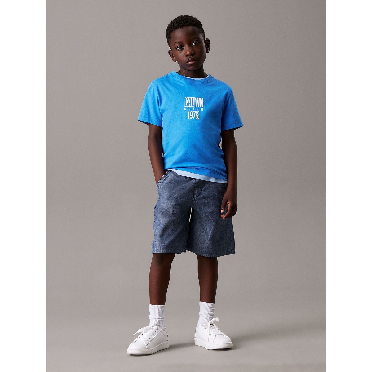 CALVIN KLEIN - Short Niño Cambray Azul Calvin Klein