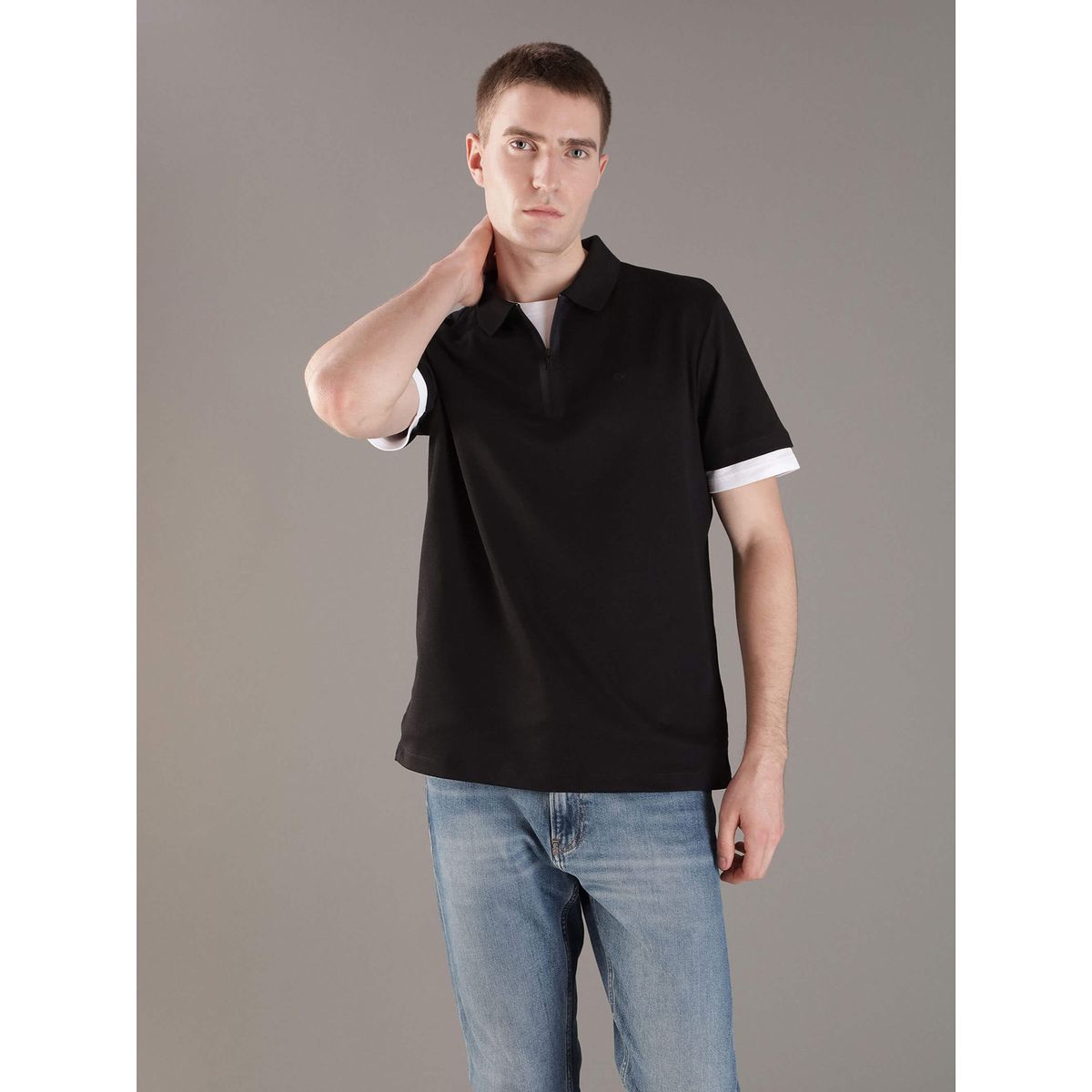 CALVIN KLEIN - Polo con Cremallera Negro Calvin Klein