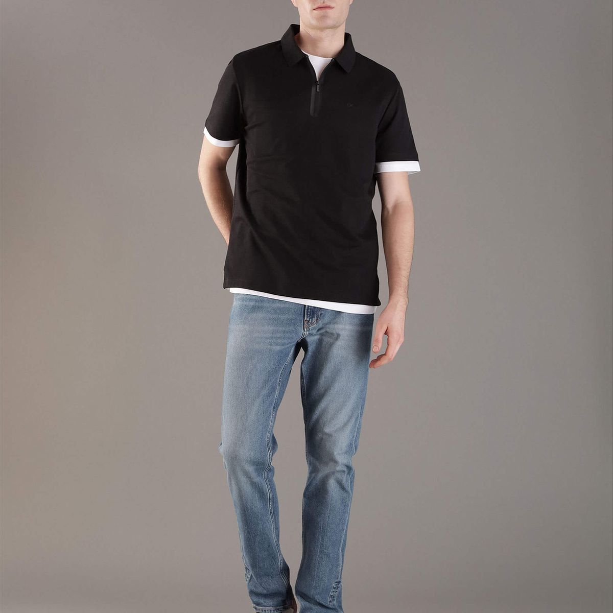 CALVIN KLEIN - Polo con Cremallera Negro Calvin Klein