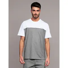 CALVIN KLEIN - Polera Texture Blocked Piping Gris