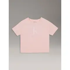 CALVIN KLEIN - Polera Niña Boxy Con Monograma Damasco