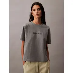 CALVIN KLEIN - Polera Relaxed Logo Estándar Gris