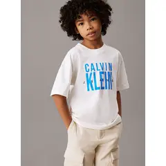 CALVIN KLEIN - Polera Niño Bold Ckj Graphic Blanco