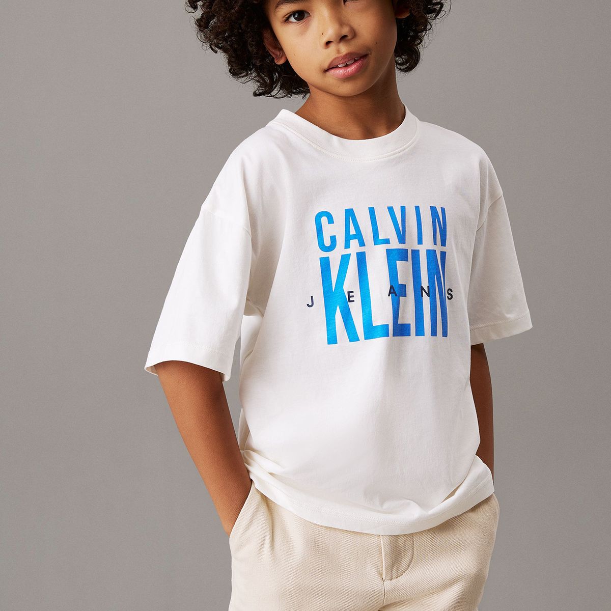 CALVIN KLEIN - Polera Niño Bold Ckj Graphic Blanco Calvin Klein