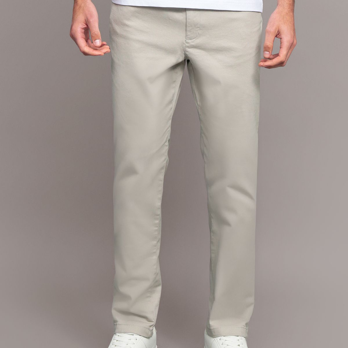 CALVIN KLEIN - Pantalón Slim Brushed Twill Beige Calvin Klein