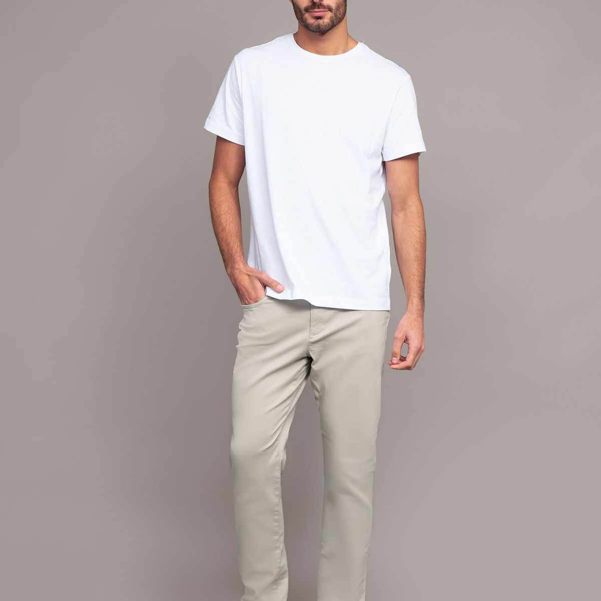 CALVIN KLEIN - Pantalón Slim Brushed Twill Beige Calvin Klein