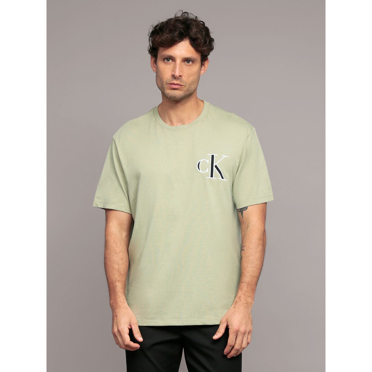 CALVIN KLEIN - Polera 20S Varsity Verde Calvin Klein