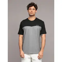 CALVIN KLEIN - Polera Texture Blocked Piping Negro