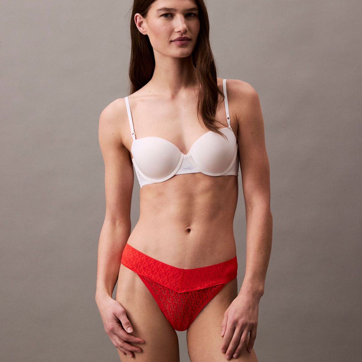 CALVIN KLEIN - Colaless Icon Logo Lace Rojo Calvin Klein