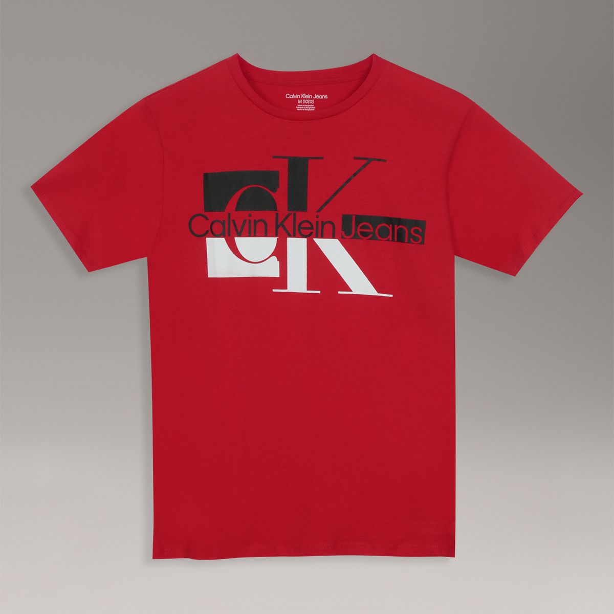 CALVIN KLEIN - Polera Niño De Manga Corta Con Monograma Rojo Calvin Klein