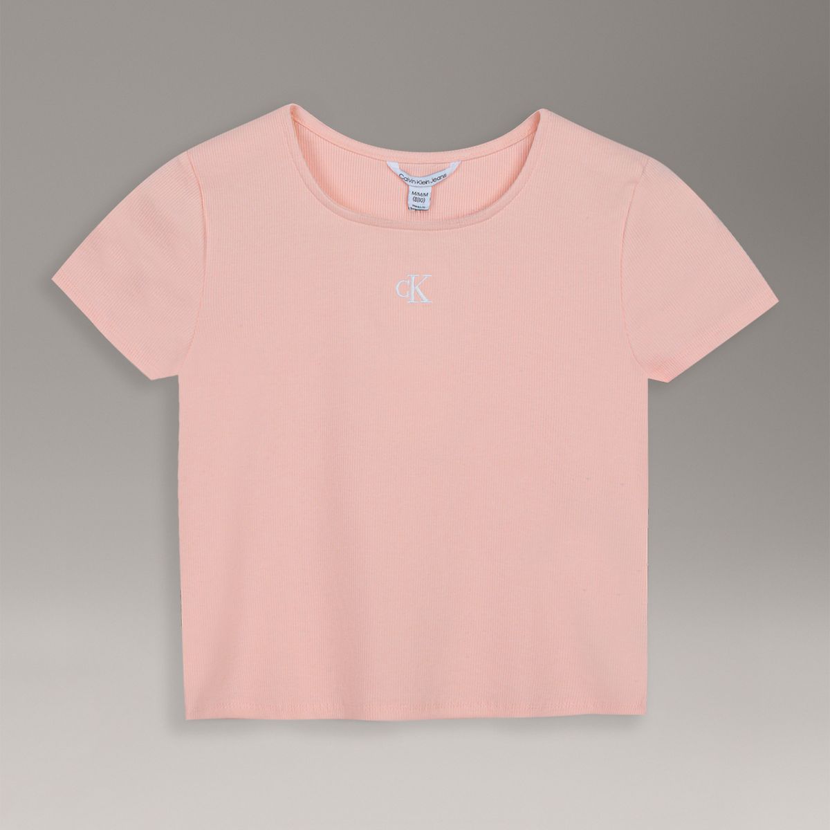 CALVIN KLEIN - Polera Niña De Punto Canalé Con Cuello Cuadrado Damasco Calvin Klein