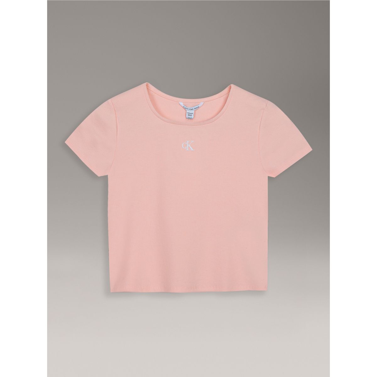 CALVIN KLEIN - Polera Niña De Punto Canalé Con Cuello Cuadrado Damasco Calvin Klein