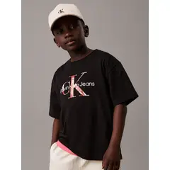 CALVIN KLEIN - Polera Niño Ocean Swirl Mono Negro