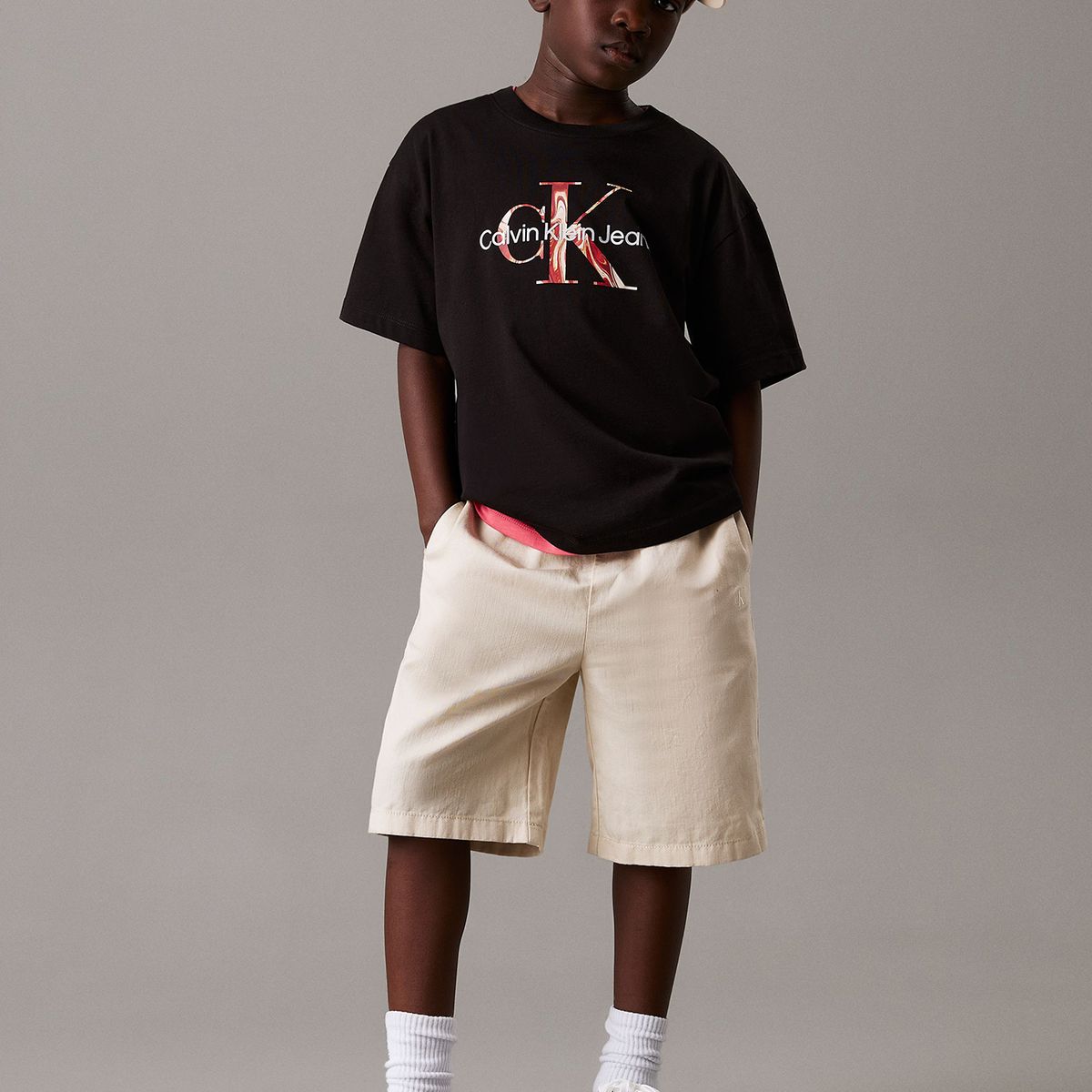 CALVIN KLEIN - Polera Niño Ocean Swirl Mono Negro Calvin Klein