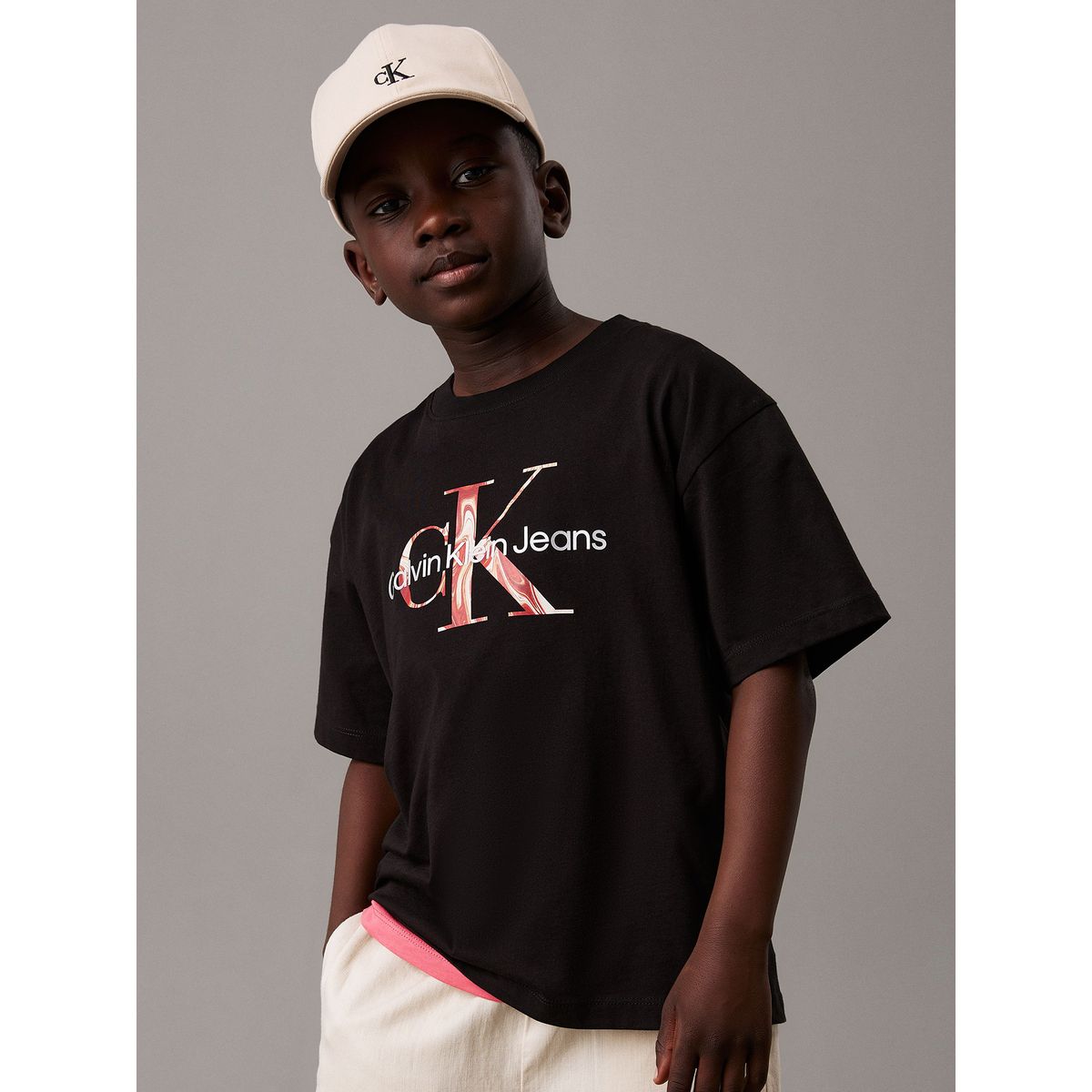 CALVIN KLEIN - Polera Niño Ocean Swirl Mono Negro Calvin Klein