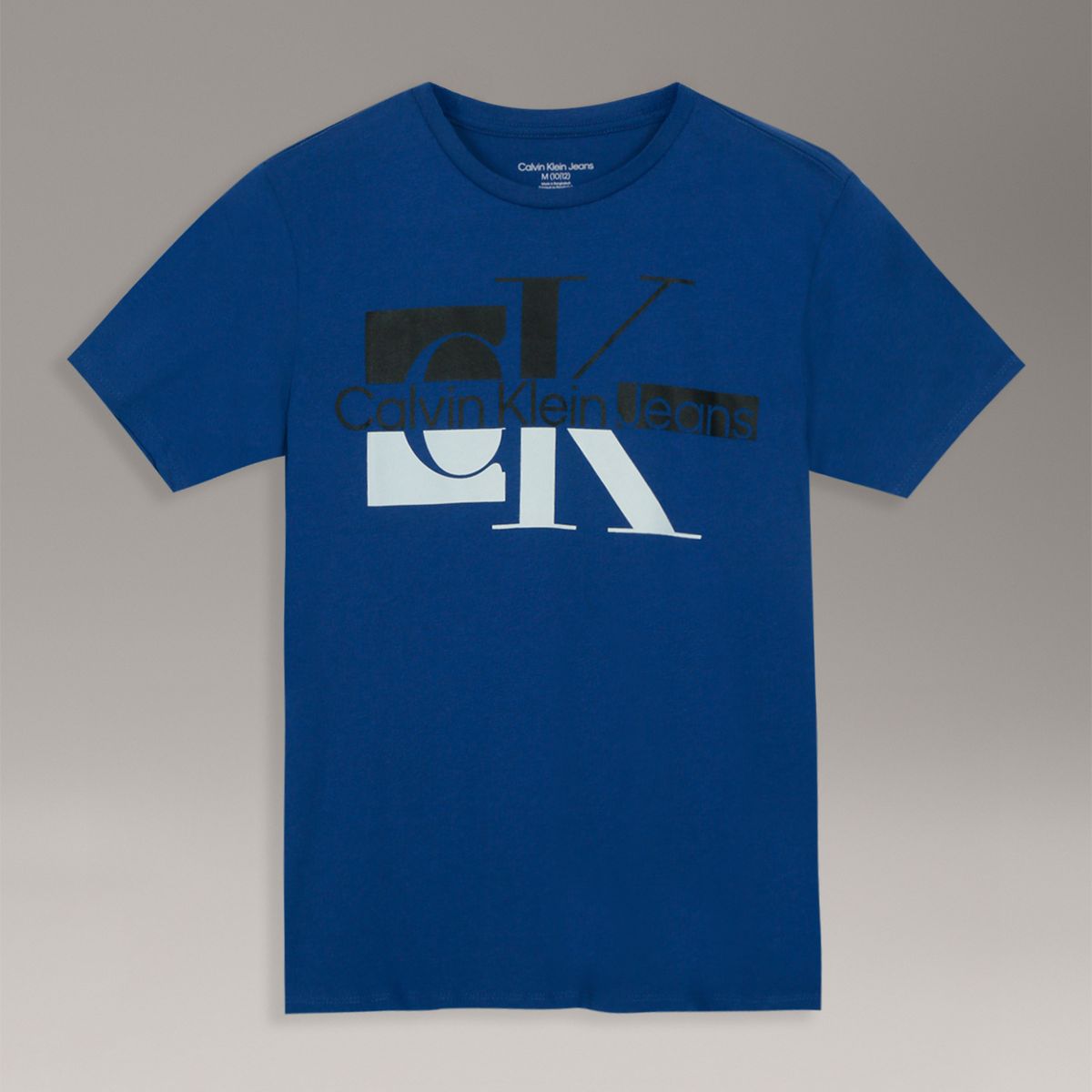 CALVIN KLEIN - Polera Niño De Manga Corta Con Monograma Azul Calvin Klein