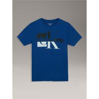 Polera Niño De Manga Corta Con Monograma Azul