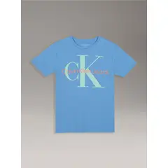 CALVIN KLEIN - Polera Niño Classic Con Monograma Para Niño Celeste