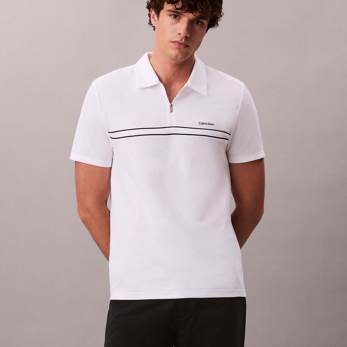 CALVIN KLEIN - Polo Contrast Piping Blanco Calvin Klein