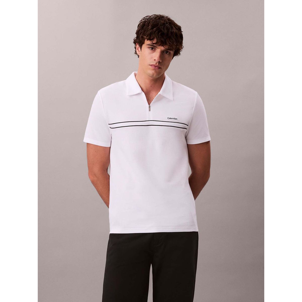 CALVIN KLEIN - Polo Contrast Piping Blanco Calvin Klein