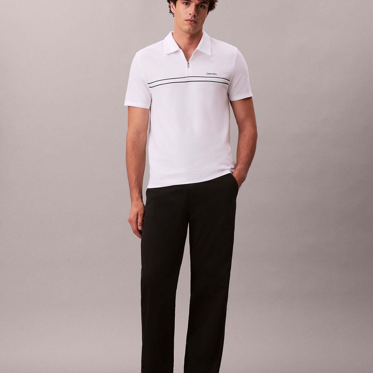 CALVIN KLEIN - Polo Contrast Piping Blanco Calvin Klein