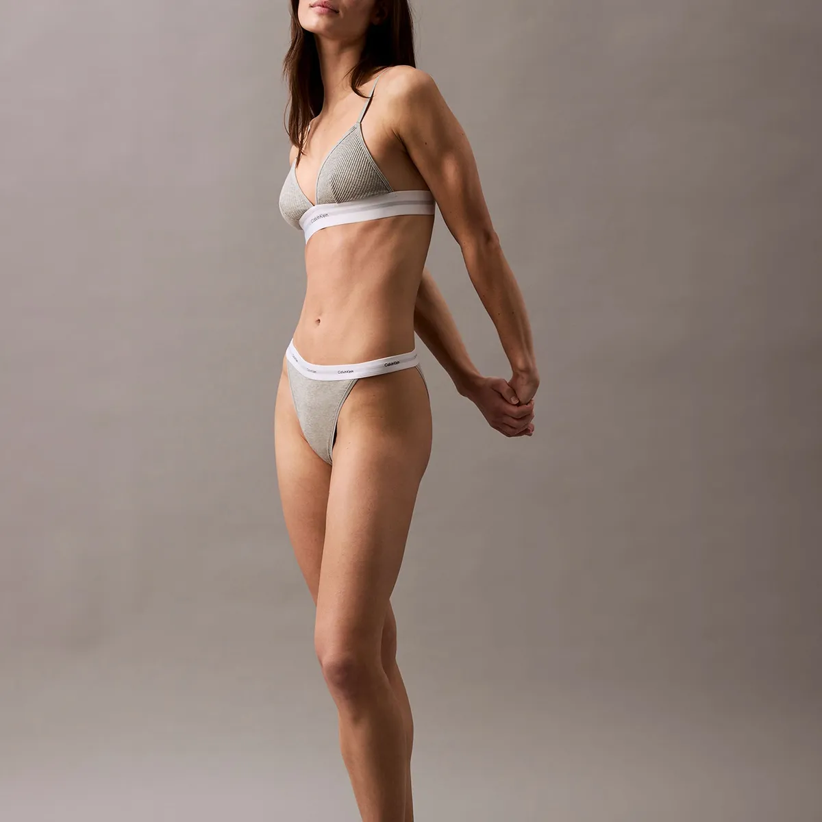 CALVIN KLEIN - Bralette Cotton Modal Stretch Rib Gris Calvin Klein