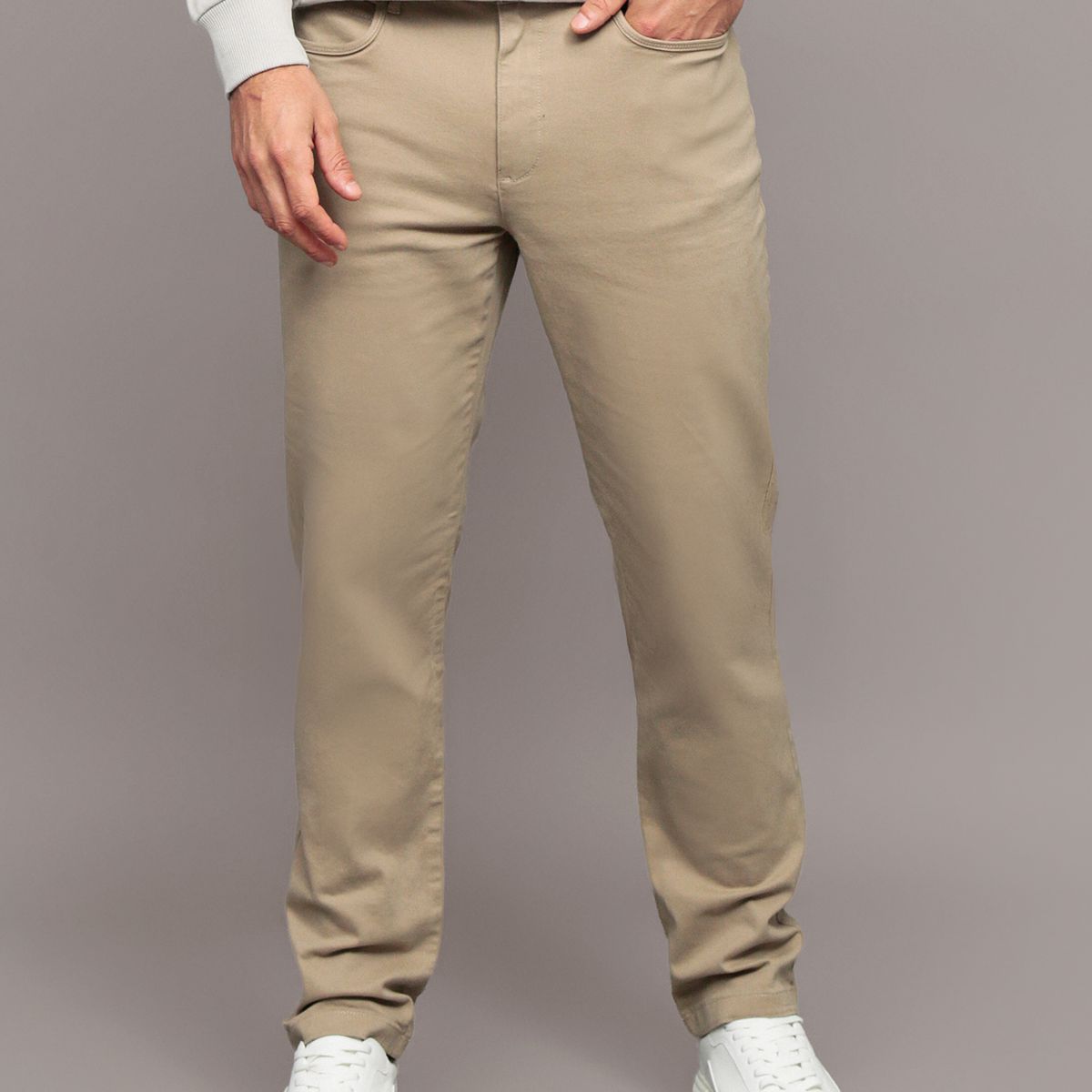 CALVIN KLEIN - Pantalón Slim Brushed Twill Beige Calvin Klein