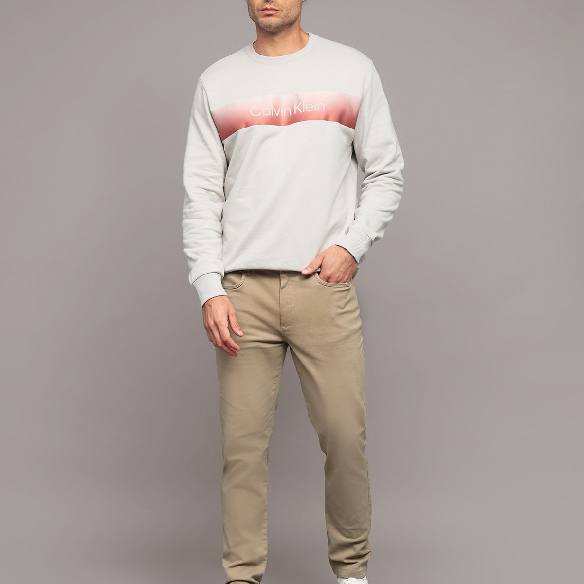 CALVIN KLEIN - Pantalón Slim Brushed Twill Beige Calvin Klein