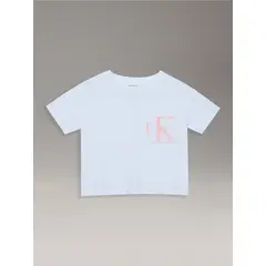 CALVIN KLEIN - Polera Niña Boxy Oversize Monogram Blanco