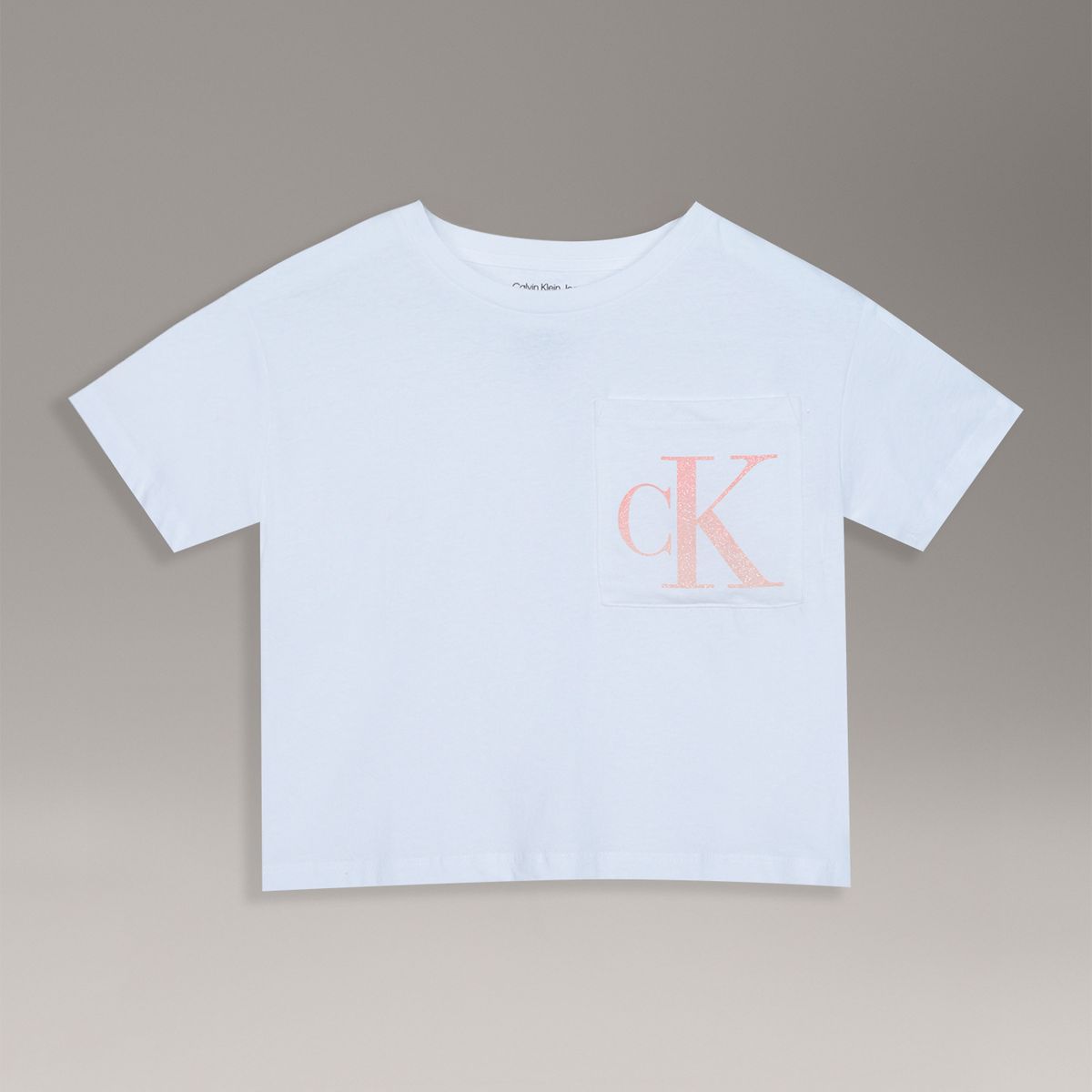 CALVIN KLEIN - Polera Niña Boxy Oversize Monogram Blanco Calvin Klein