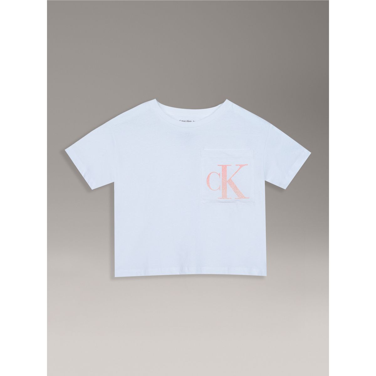 CALVIN KLEIN - Polera Niña Boxy Oversize Monogram Blanco Calvin Klein