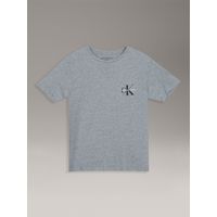 Polera Niño Con Bolsillo Y Logotipo Gris