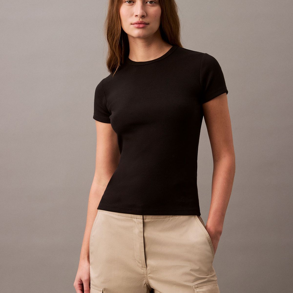 CALVIN KLEIN - Polera Contour Rib Negro Calvin Klein