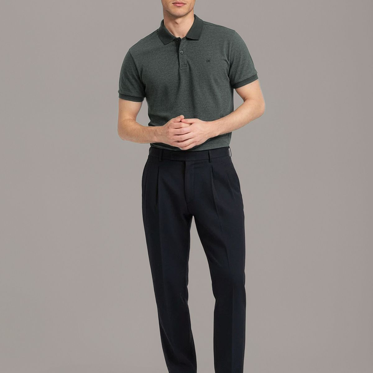 CALVIN KLEIN - Polo Jacquard con Micro Logo Gris Calvin Klein