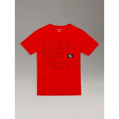 CALVIN KLEIN - Polera Niño Con Logotipo Rojo