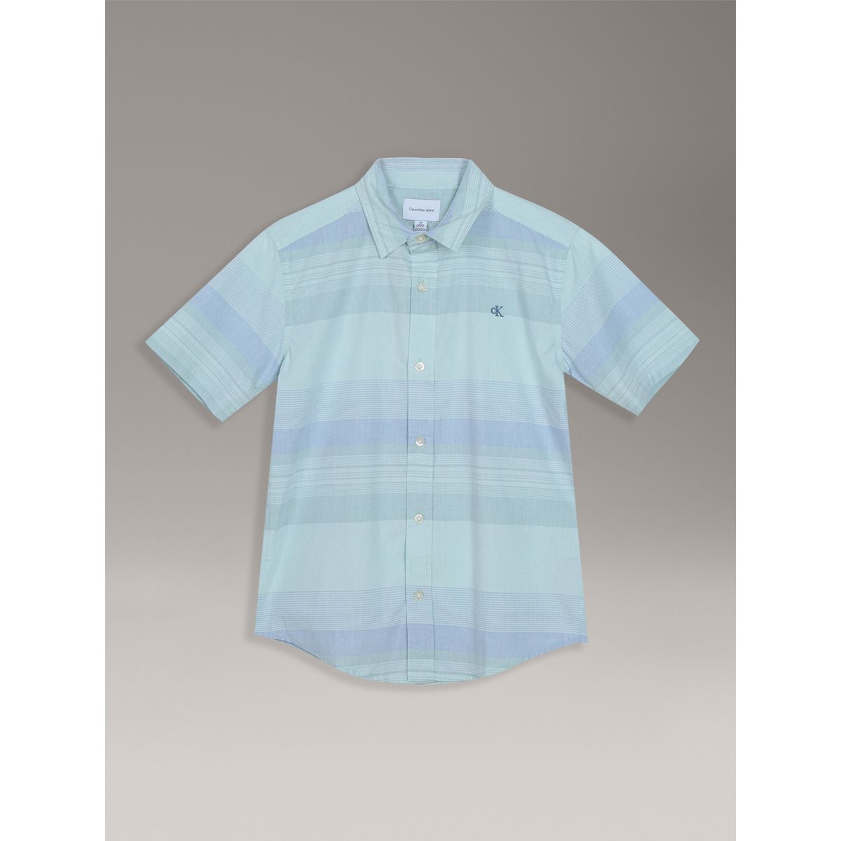 CALVIN KLEIN - Camisa Niño Elemental Stripe Celeste Calvin Klein
