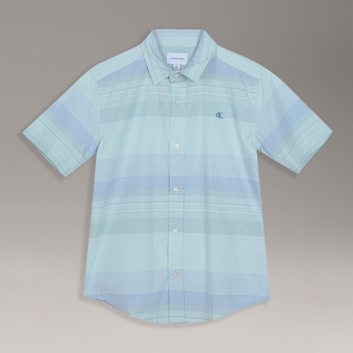 CALVIN KLEIN - Camisa Niño Elemental Stripe Celeste Calvin Klein