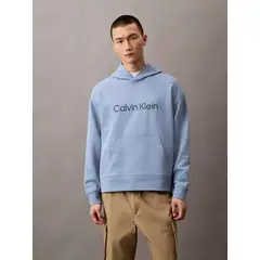 CALVIN KLEIN - Polerón con Gorro Standard Logo Celeste