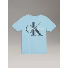 CALVIN KLEIN - Polera Niño Classic Con Monograma Para Niño Celeste
