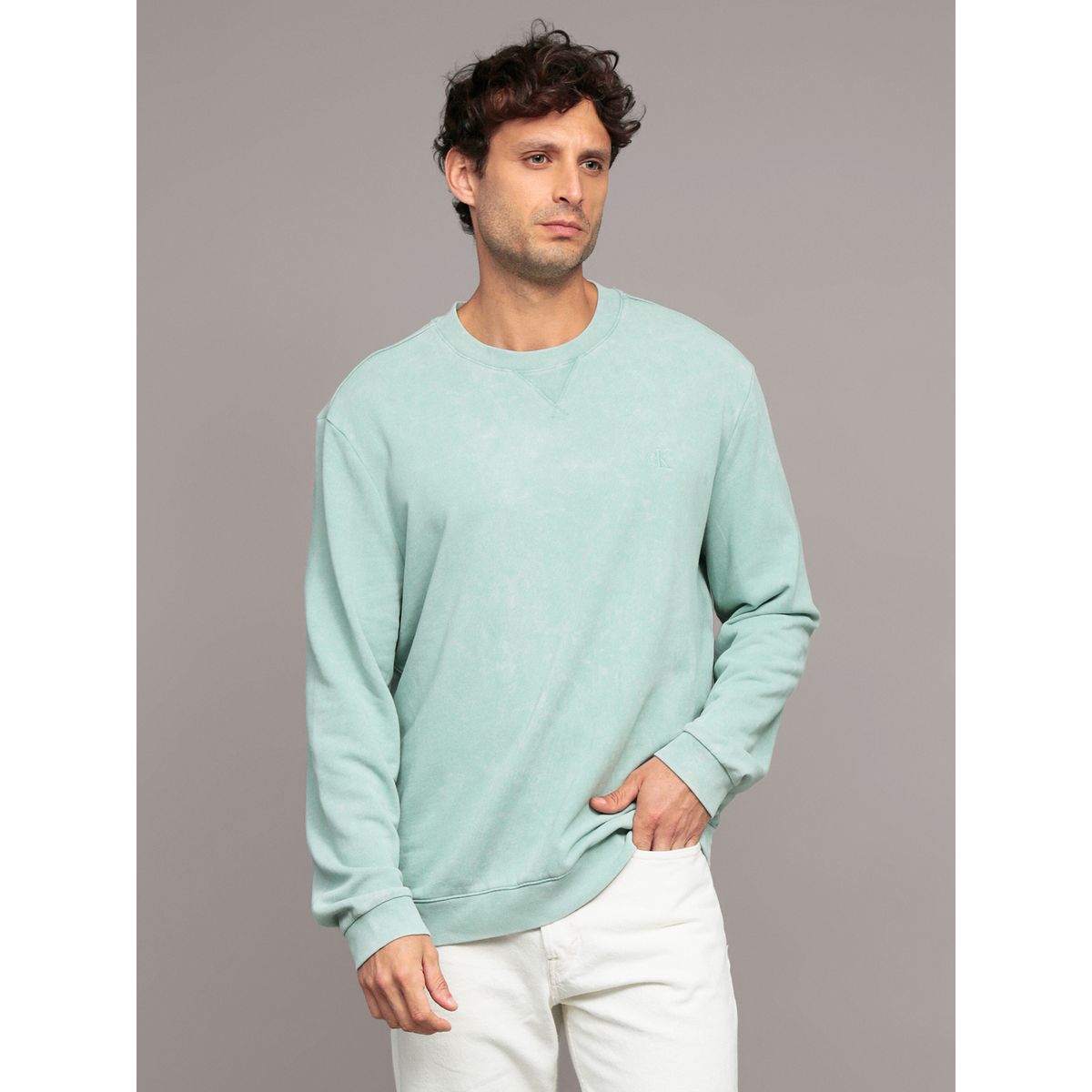 CALVIN KLEIN - Polerón Garment Dye Verde Calvin Klein