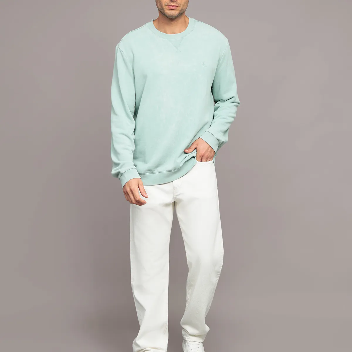 CALVIN KLEIN - Polerón Garment Dye Verde Calvin Klein