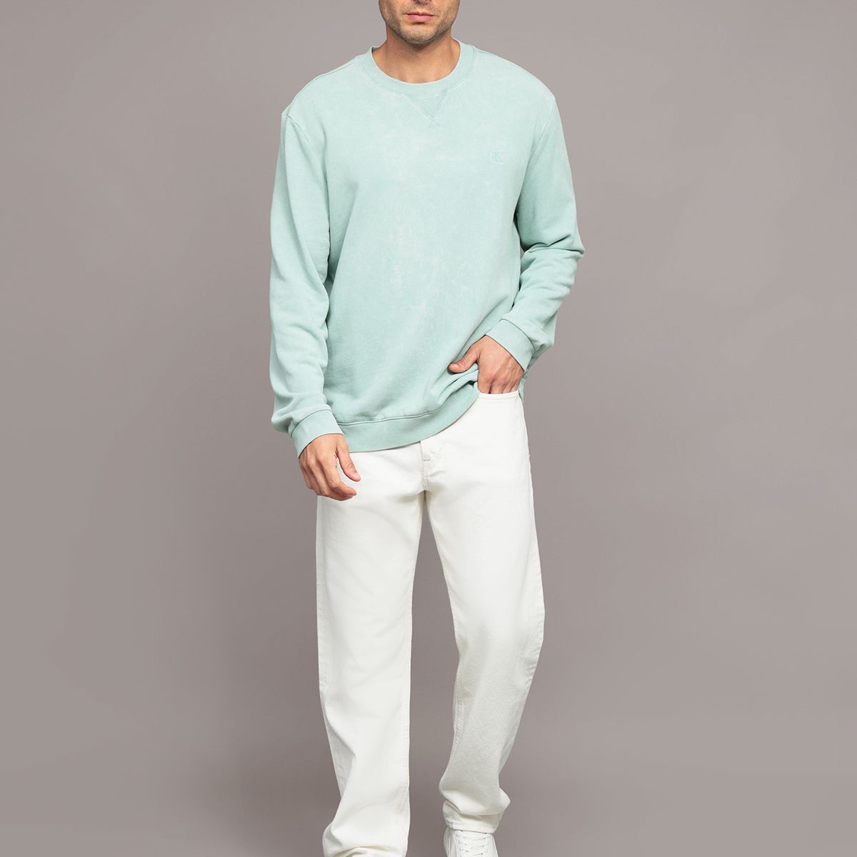 CALVIN KLEIN - Polerón Garment Dye Verde Calvin Klein