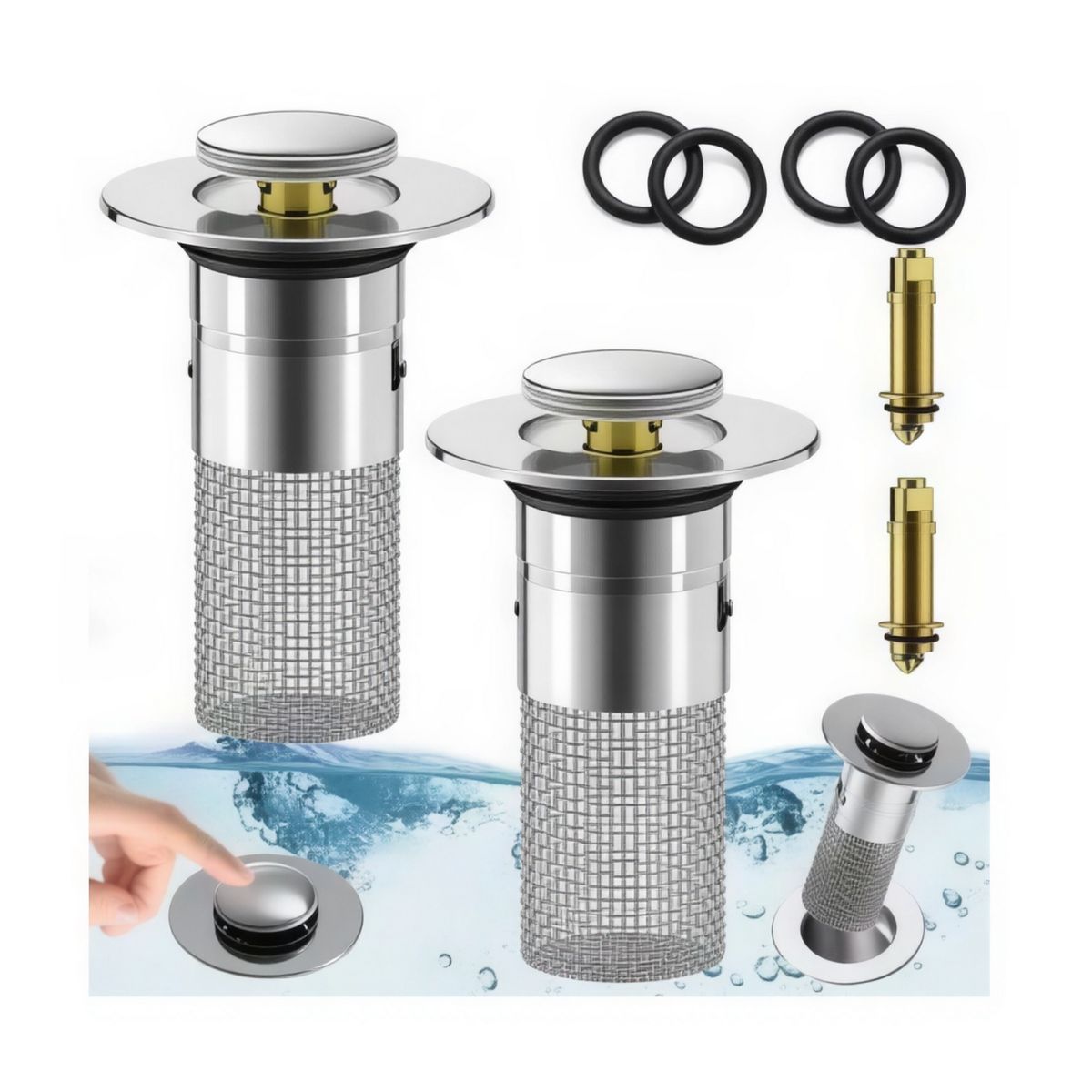 MOVI - Pack 2 Filtros para Drenaje Antibloqueo y Anticabello Baño