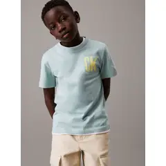 CALVIN KLEIN - Polera Niño Chest Surf Graphic Celeste