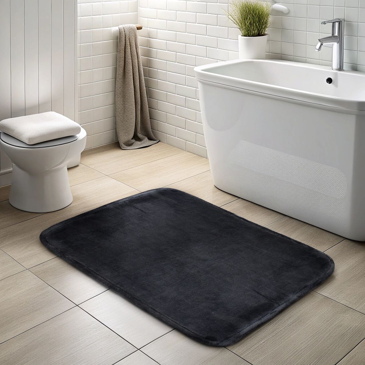 NAUTICA - Alfombra de Baño Nautica Home flannel 50x80cm absorbente gris oscuro