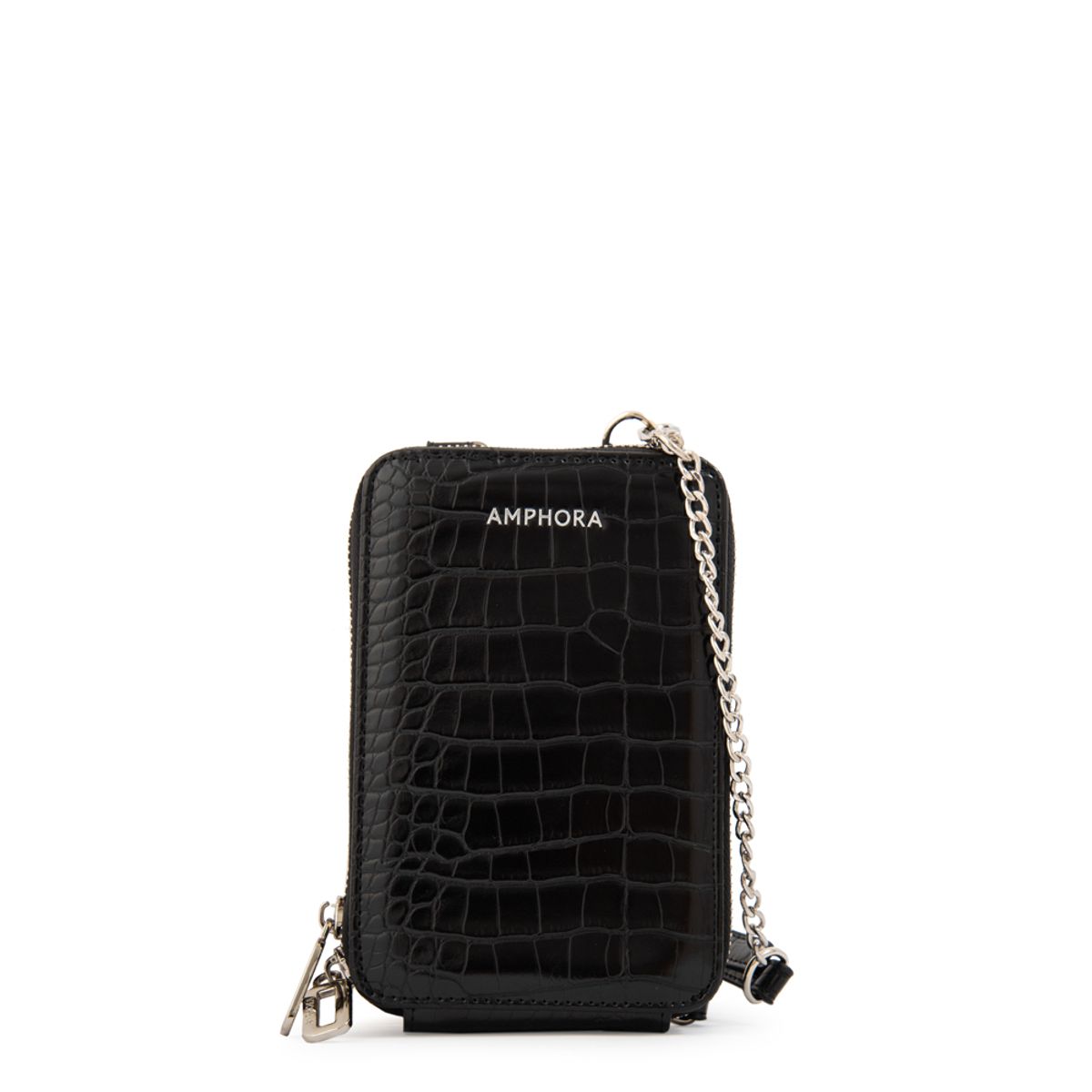 AMPHORA - Cartera bandolera porta celular boga pequeña negro