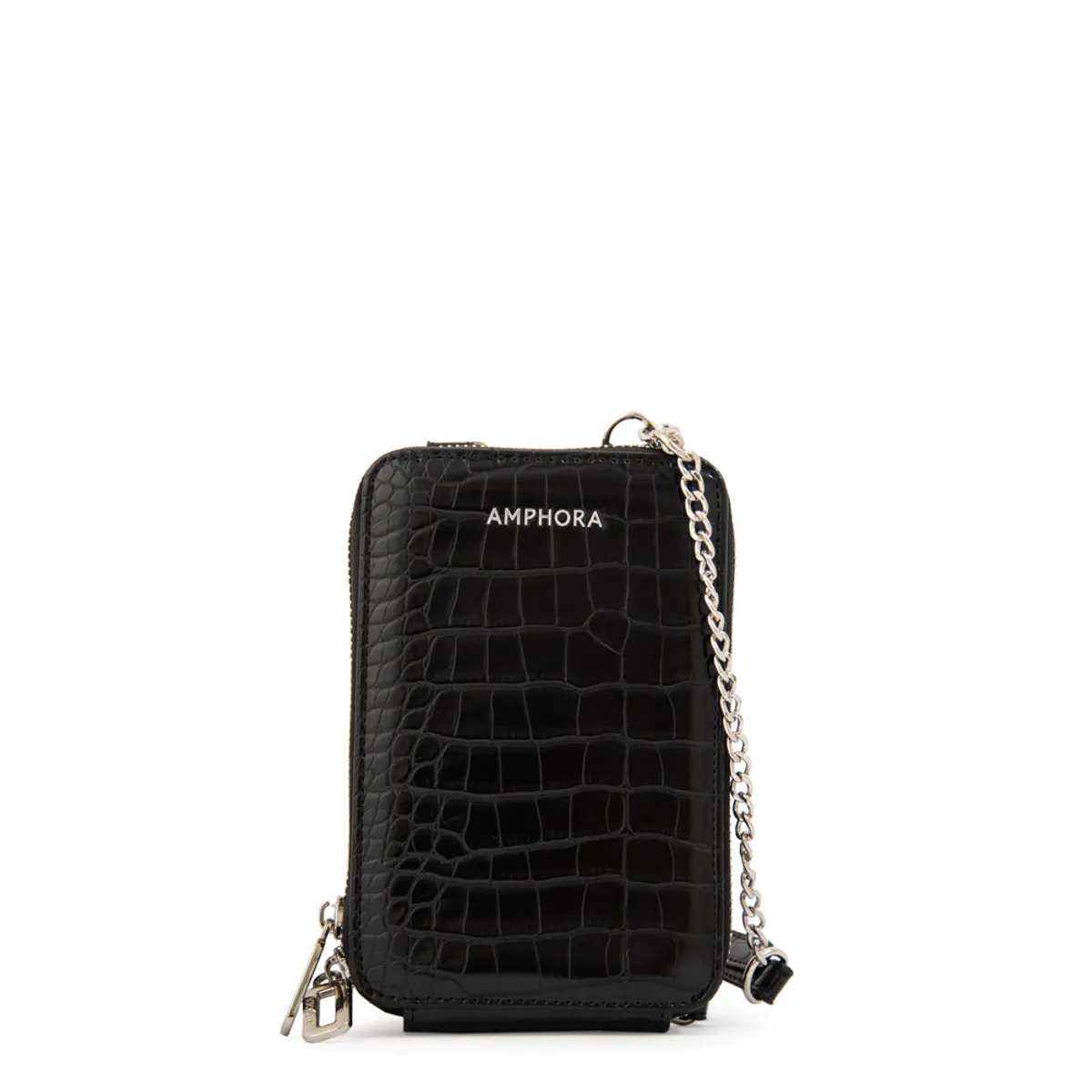 AMPHORA - Cartera bandolera porta celular boga pequeña negro