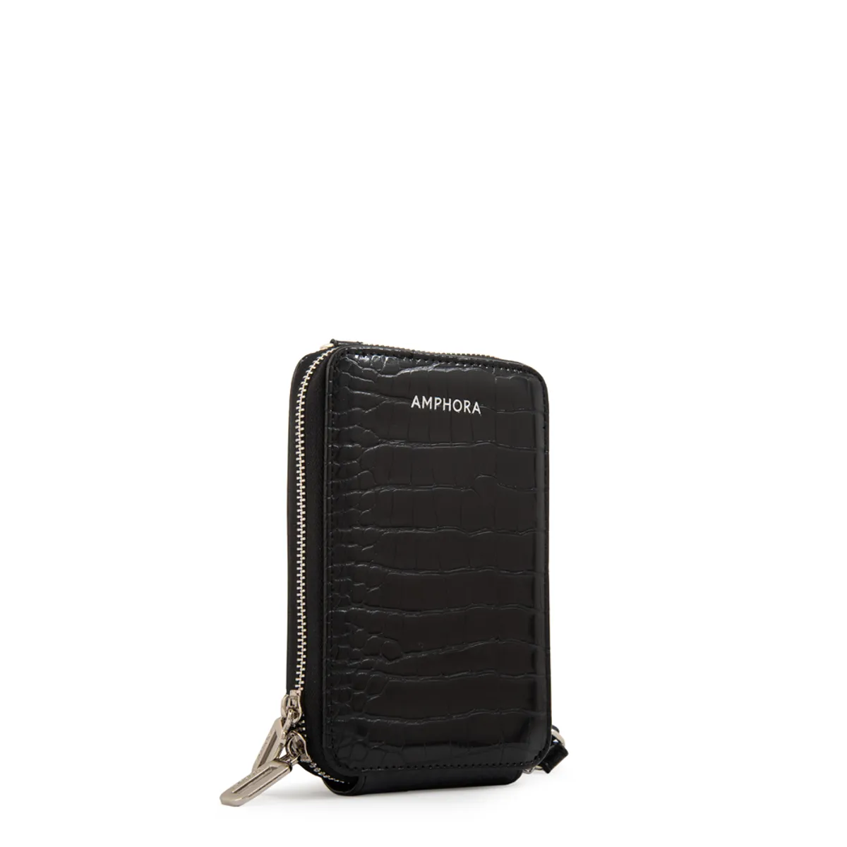 AMPHORA - Cartera bandolera porta celular boga pequeña negro