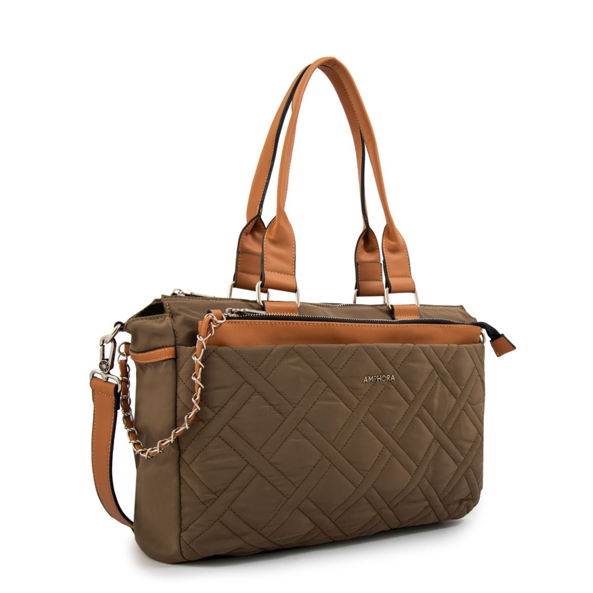 AMPHORA - Cartera tote porta notebook gambia grande verde oliva