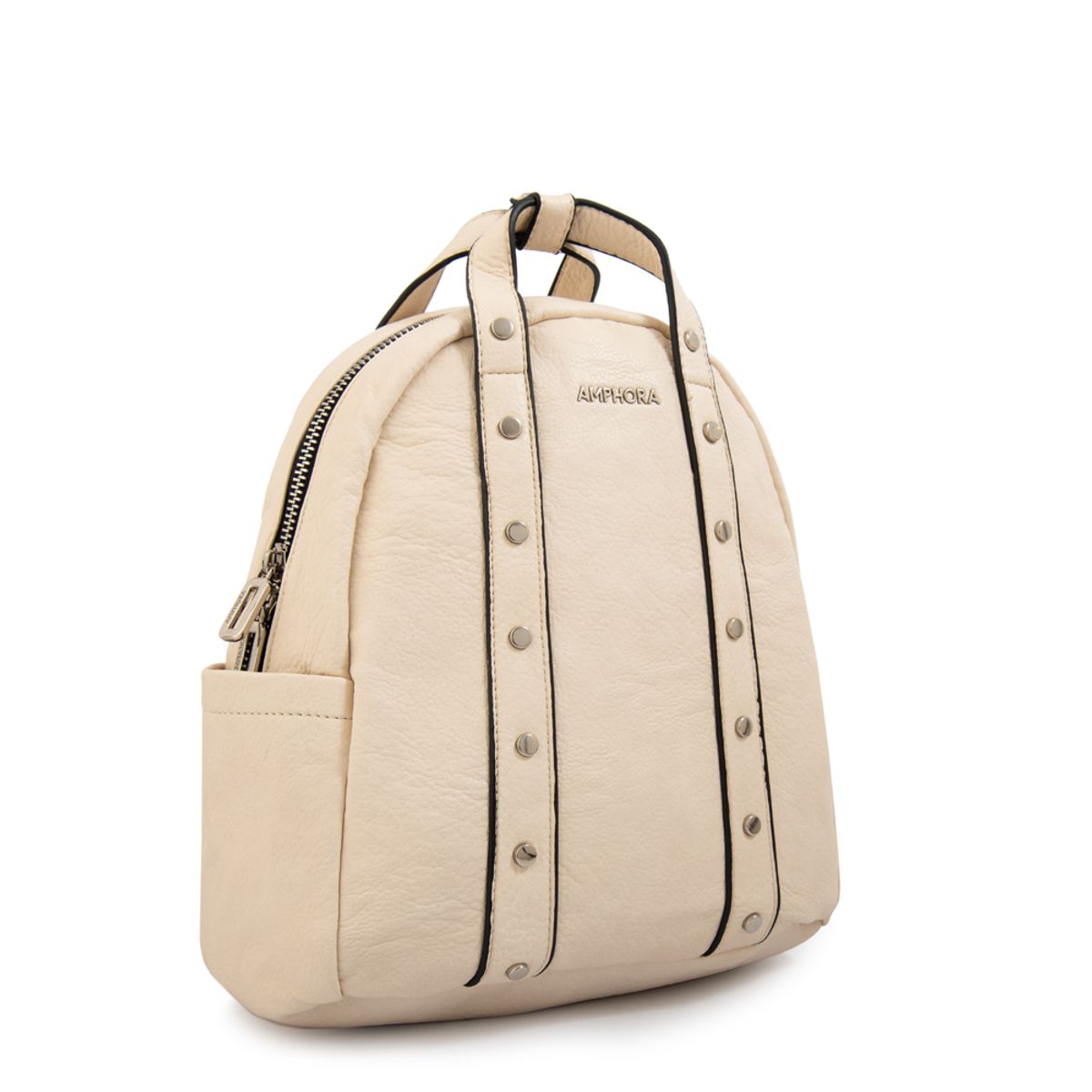 AMPHORA - Mochila marlet mediana blanco crudo